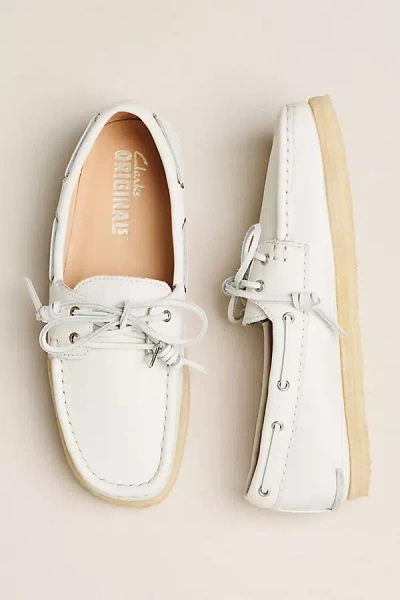 Clarks Godney Boat Shoes In White