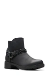 Clarks Hearth Kaylie Leather Bootie In Black Oily Leather