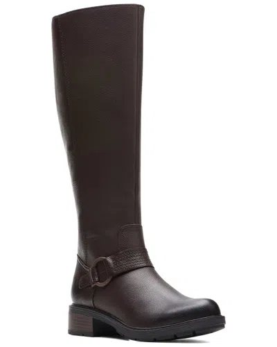 Clarks Hearth Rae Ws Leather Knee-high Boot In Brown