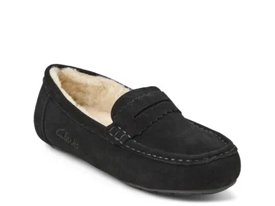 Clarks Hollen Penny Loafer Slipper In Black