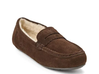 Clarks Hollen Penny Loafer Slipper In Brown
