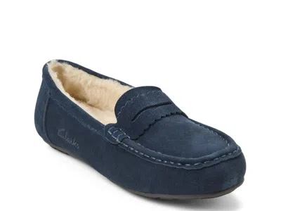 Clarks Hollen Penny Loafer Slipper In Animal Print