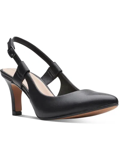 Clarks Illeana Sky Womens Leather Pointed Toe Slingback Heels In Black