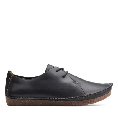 Clarks Janey Mae Black Leather In Animal Print