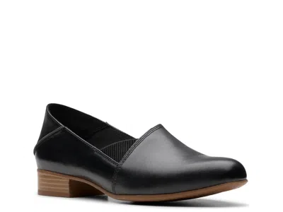 Clarks Juliet Trim Womens Leather Round Toe Loafers In Black Leather