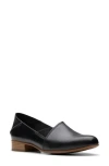 Clarks Juliet Trim Womens Leather Round Toe Loafers In Black Leather