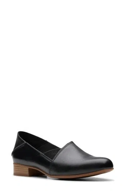 Clarks Juliet Trim Womens Leather Round Toe Loafers In Black Leather