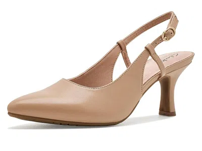 Clarks Kacelyn Sling Women's Shoes Beige Leather: 11 D - Wide In Neutral