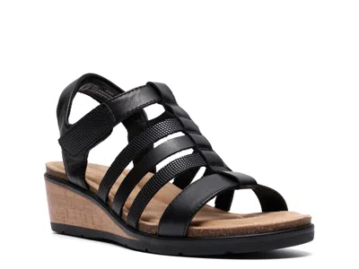 Clarks Kacha Step Wedge Sandal In Black