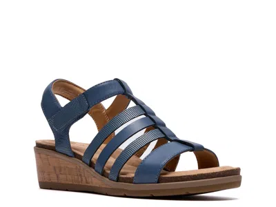 Clarks Kacha Step Wedge Sandal In Blue