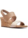 CLARKS KARRA FAYE WOMENS LEATHER ANKLE SRAP WEDGE SANDALS