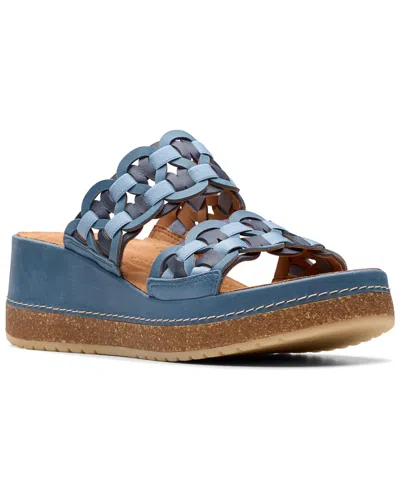 Clarks Kassanda Mule Leather Sandal In Blue