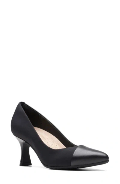 Clarks Kataleyna Rose Cap Toe Pump In Black Leather