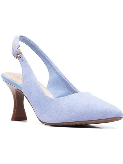 Clarks Kataleyna Step Womens Suede Ankle Strap Kitten Heels In Blue