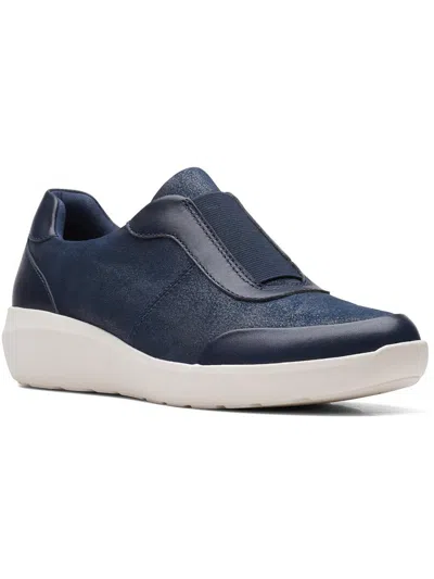Clarks Kayleigh Peak Womens Leather Laceless Casual And Fashion Sneakers In Blue