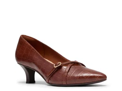 Clarks Kepley Star Pump In Brown Croc Print