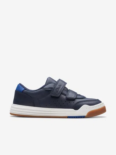 Clarks Kids Leather Urban Solo Trainers In Blue