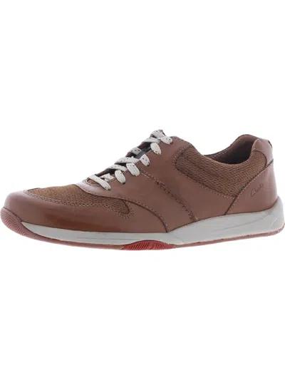 Clarks Langton Race Mens Leather Lifestyle Casual Sneakers In Brown