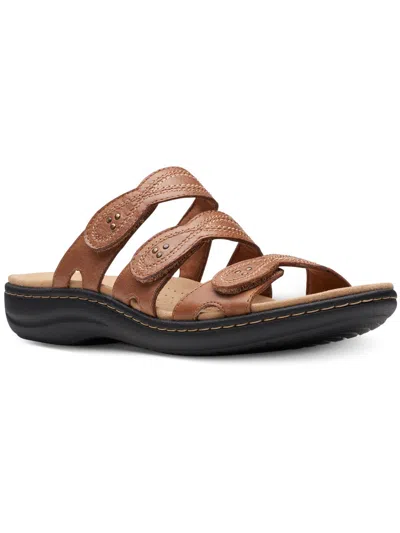 Clarks Laurieann Ayla Womens Leather Slip On Slide Sandals In Brown