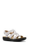 Clarks Women's Collection Laurieann Ivy Rip Tape Sandals In White Leather