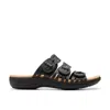 Clarks Laurieann Ruby Scalloped Strap Slide Sandals In Black