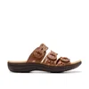Clarks Laurieann Ruby Scalloped Strap Slide Sandals In Brown