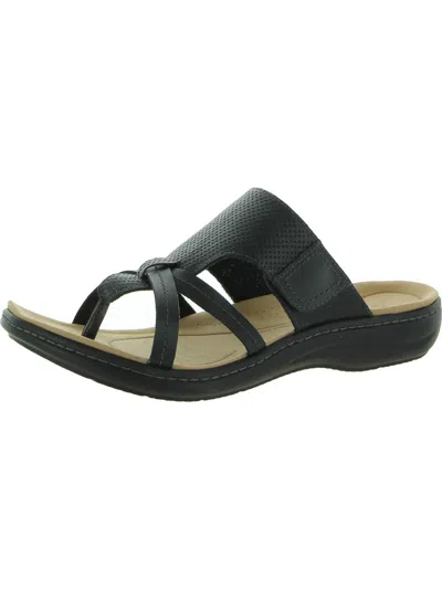 Clarks Laurieanne Edge Womens Leather Thong Slide Sandals In Black