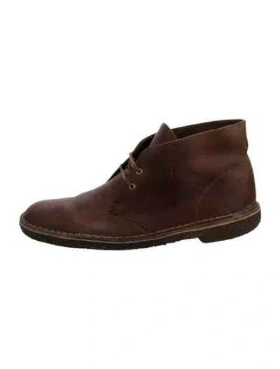Pre-owned Clarks Leather Derby Shoes In Brown