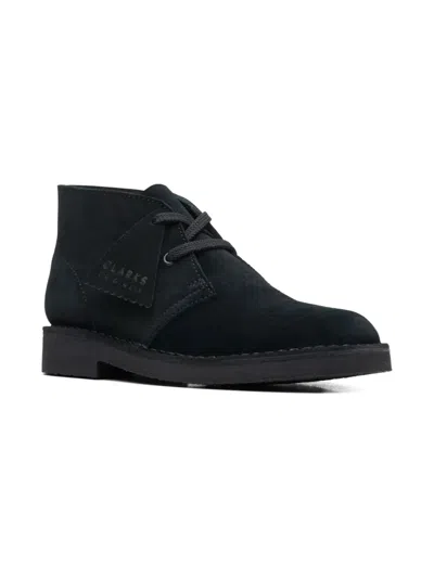 Clarks Kids' Leather Desert Boots In Black