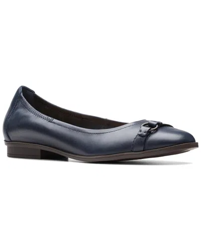 Clarks Women's Lyrical Sky O-ring Strapped Ballet Flats In Navy Leath
