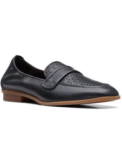 Clarks Lyrical Way Womens Leather Slip On Loafers In Black