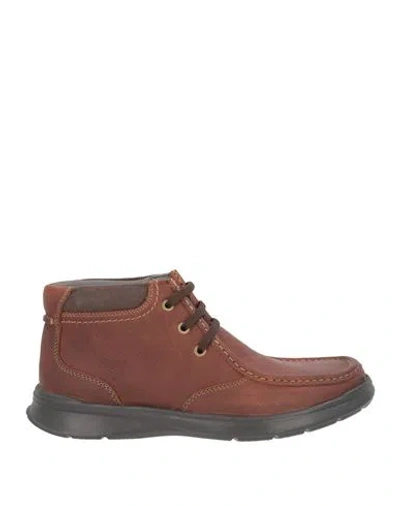 Clarks Man Ankle Boots Brown Size 8 Leather