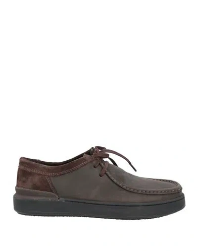 Clarks Man Lace-up Shoes Dark Brown Size 8 Soft Leather