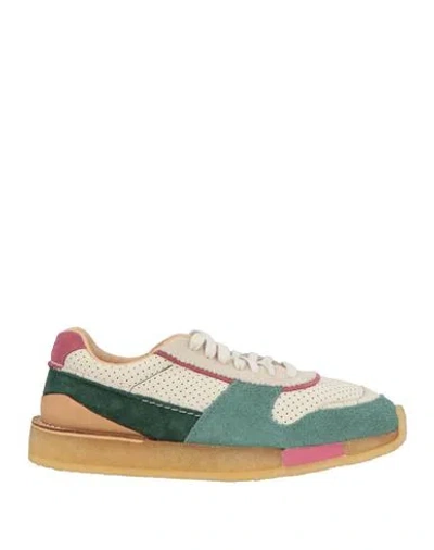 Clarks Man Sneakers Green Size 5 Leather In Multi