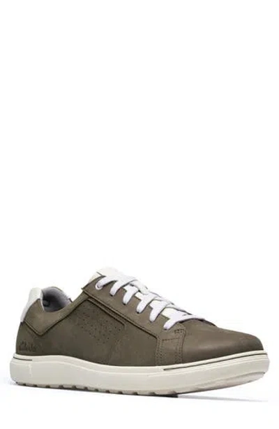 Clarks ® Mapstone Tie Sneaker In Olive Nubu