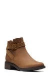 Clarks ® Maye Buckle Strap Boot In Dark Tan Leather