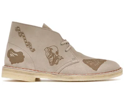 Pre-owned Clarks Men's  Desert Boot Bape Embossed Sneakers In Grey In Gray