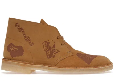 Pre-owned Clarks Men's  Desert Boot Bape Embossed Sneakers In Oak In Brown