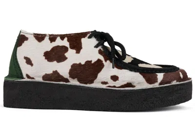Pre-owned Clarks Men's  Originals Desert Nomad Brain Dead Cow Print Sneakers In Brown/white/forest Green