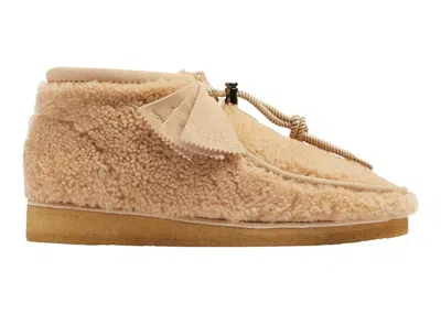 Pre-owned Clarks Men's  Originals Wallabee Boot Moncler 1952 Beige Shearling Sneakers In Beige Wool In Brown