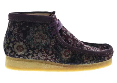 Pre-owned Clarks Men's  Originals Wallabee Boot Velvet Carpet Pattern Sneakers In Burgundy