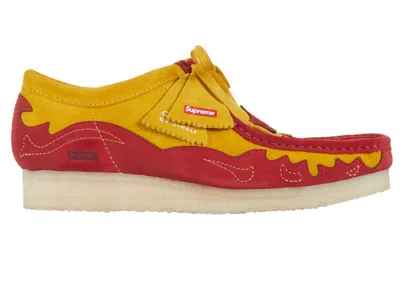 Pre-owned Clarks Men's  Originals Wallabee Boots Supreme Western Cut Out Sneakers In Red/gold In Multi
