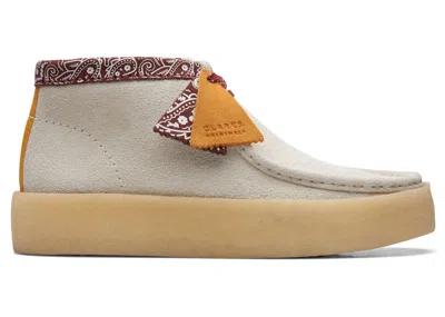 Pre-owned Clarks Men's  Originals Wallabee Cup Boot Sneakers In White Interest/brown In Multi