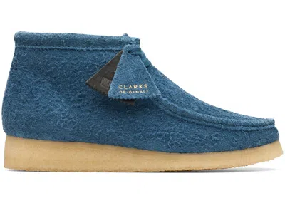 Pre-owned Clarks Men's  Originals Wallabee Hairy Suede Sneakers In Deep Blue