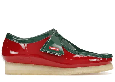 Pre-owned Clarks Men's  Originals Wallabee Patent Leather Boot Supreme Sneakers In Green/red