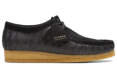 Pre-owned Clarks Men's  Originals Wallabee Sneakers Inraffia Txt In Black/black Raffia Txt