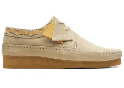 Pre-owned Clarks Men's  Originals Weaver Maple Sneakers In Tan/maple Suede Emb