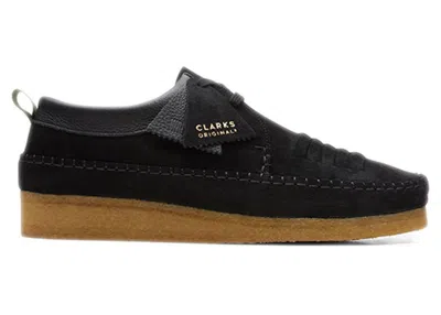 Pre-owned Clarks Men's  Originals Weaver Weft Suede Sneakers In Black