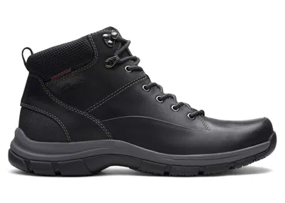 Pre-owned Clarks Men's  Walpath Mid Leather Sneakers In Black