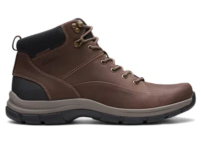 Pre-owned Clarks Men's  Walpath Mid Leather Sneakers In Dark Brown
